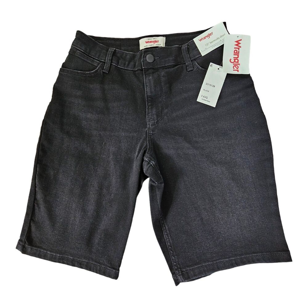 Wrangler Women's 10" Bermuda Shorts Stretch Size 0 Black